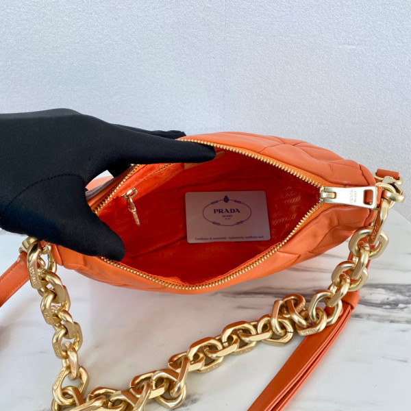 Pra*a system nappa leather patchwork bag